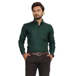 Generic Men's Casual Cotton Solid Full Sleeve Shirt (Green)