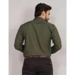 Generic Men's Casual Cotton Solid Full Sleeve Shirt (M.Green) - Image 3