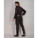 Generic Men's Casual Cotton Solid Full Sleeve Shirt (Black) - Image 4