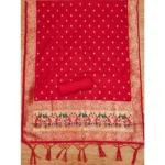 Generic Women's Banarasi Silk Printed Unstitched Salwar Suit Material With Dupatta (Red, 3Mtrs) - Image 3