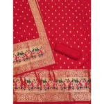 Generic Women's Banarasi Silk Printed Unstitched Salwar Suit Material With Dupatta (Red, 3Mtrs) - Image 2
