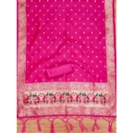 Generic Women's Banarasi Silk Printed Unstitched Salwar Suit Material With Dupatta (Pink, 3Mtrs) - Image 3