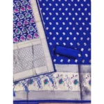 Generic Women's Banarasi Silk Printed Unstitched Salwar Suit Material With Dupatta (Rblue, 3Mtrs) - Image 3