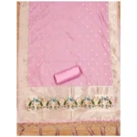 Generic Women's Banarasi Silk Printed Unstitched Salwar Suit Material With Dupatta (Pink, 3Mtrs) - Image 3