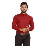 Generic Men's Casual Cotton Solid Full Sleeve Shirt (Red)