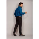 Generic Men's Casual Cotton Solid Full Sleeve Shirt (Blue) - Image 4