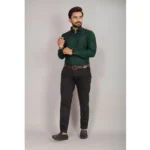 Generic Men's Casual Cotton Solid Full Sleeve Shirt (Green) - Image 3