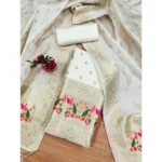 Generic Women's Banarasi Silk Printed Unstitched Salwar Suit Material With Dupatta (White, 3Mtrs) - Image 4