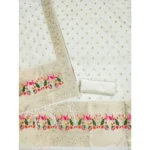 Generic Women's Banarasi Silk Printed Unstitched Salwar Suit Material With Dupatta (White, 3Mtrs) - Image 2