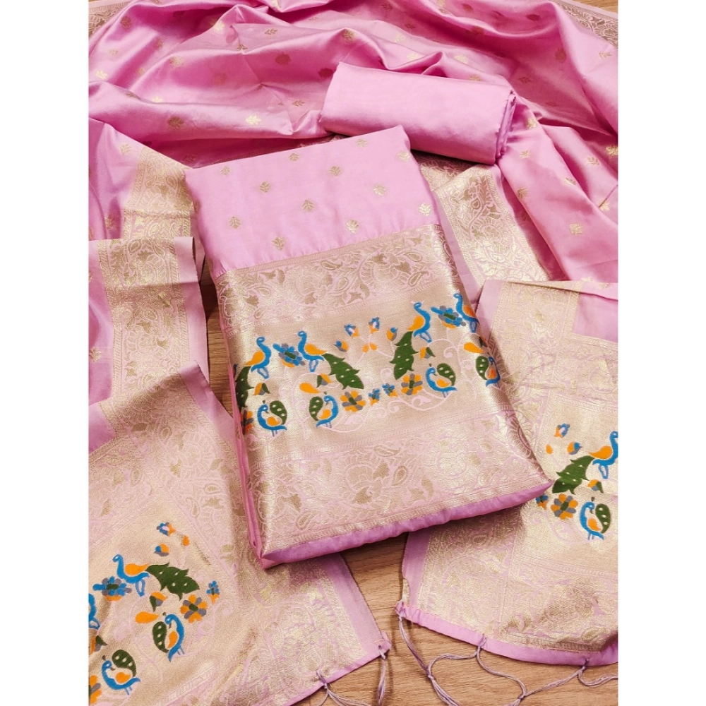54263931045_7aa5a6abac_o_d-1000x1000-1.webp Generic Women's Banarasi Silk Printed Unstitched Salwar Suit Material With Dupatta (Pink, 3Mtrs) - Image 1