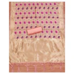 Generic Women's Banarasi Silk Printed Unstitched Salwar Suit Material With Dupatta (Peach, 3Mtrs) - Image 3
