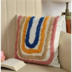 Generic Cotton Tufted Cushion Pillow Cover 16x16 Inch Pack of 2 (Ranibow) - Image 4