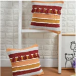 Generic Cotton Handcrafted Pit Loom Cushion Cover 16x16 Inch Pack of 2 (Orange)
