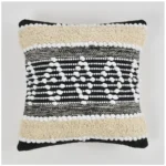 Generic Cotton Diamond Handcrafted Pit Loom Cushion Cover 16x16 Inch Pack of 2 (Black Cream) - Image 4