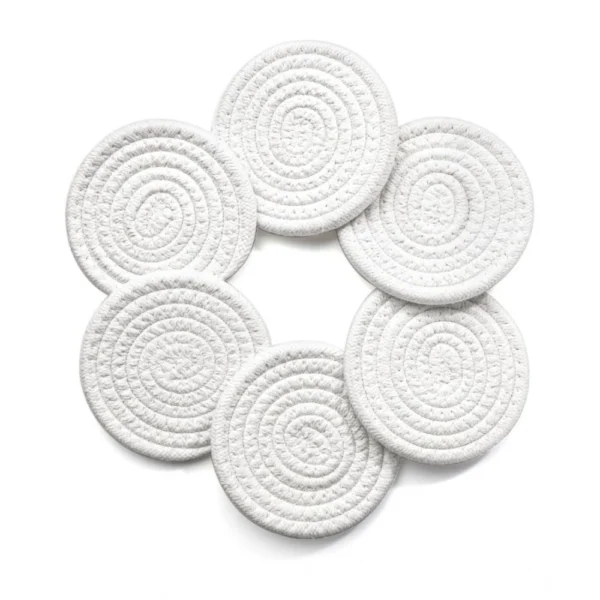 Generic Cotton Rope Drink Coasters 6 Pcs Set (White)