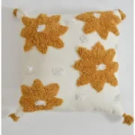 Generic Cotton Flower Tufted Cushion Pillow Cover 16x16 Inch Pack of 2 (Yellow) - Image 3