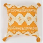 Generic Cotton Tufted Cushion Pillow Cover 16x16 Inch Pack of 2 (Yellow White) - Image 4