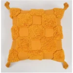 Generic Cotton Tufted Cushion Pillow Cover 16x16 Inch Pack of 2 (Yellow) - Image 3