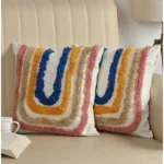 Generic Cotton Tufted Cushion Pillow Cover 16x16 Inch Pack of 2 (Ranibow)