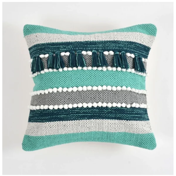 Generic Cotton Handcrafted Pit Loom Cushion Cover 16x16 Inch Pack of 2 (Green)