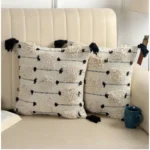 Generic Cotton Handcrafted Pit Loom Cushion Cover 16x16 Inch Pack of 2 (Black)