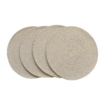 Generic Cotton Dining Table Round Placemat Mats Set of 4 (Beige White) - Image 3