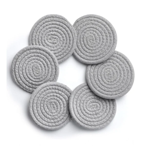 Generic Cotton Rope Drink Coasters 6 Pcs Set (Grey)