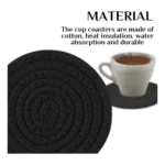 Generic Cotton Rope Drink Coasters 4 Pcs Set (Black) - Image 4