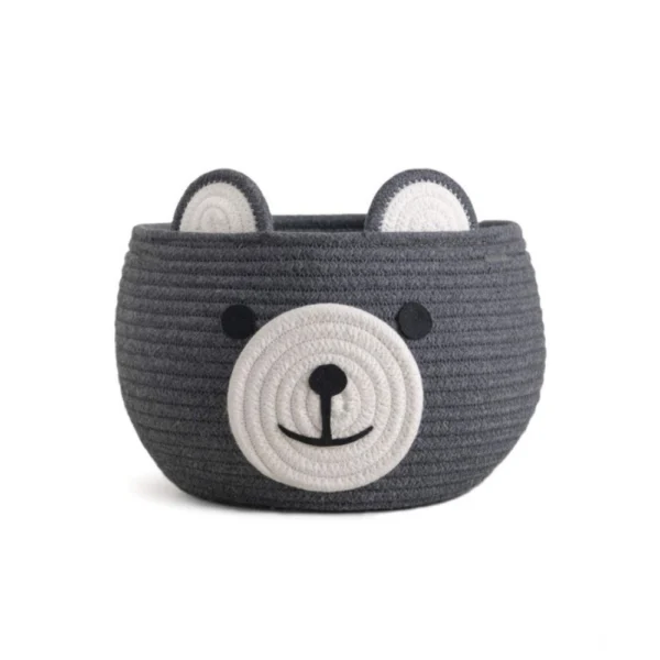 Generic Cotton Bear Shaped Storage Baskets Pack of 1 (Grey)