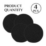 Generic Cotton Rope Drink Coasters 4 Pcs Set (Black) - Image 2