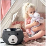 Generic Cotton Bear Shaped Storage Baskets Pack of 1 (Grey) - Image 2