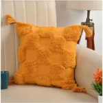 Generic Cotton Tufted Cushion Pillow Cover 16x16 Inch Pack of 2 (Yellow) - Image 4