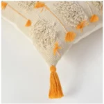 Generic Cotton Handcrafted Pit Loom Cushion Cover 16x16 Inch Pack of 2 (Yellow) - Image 2