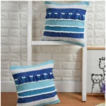 Generic Cotton Handcrafted Pit Loom Cushion Cover 16x16 Inch Pack of 2 (Blue)