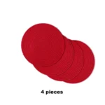 Generic Cotton Dining Table Round Placemat Mats Set of 4 (Red) - Image 2