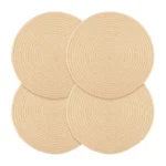 Generic Cotton Dining Table Round Placemat Mats Set of 4 (Cream)