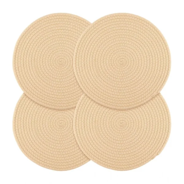 Generic Cotton Dining Table Round Placemat Mats Set of 4 (Cream)