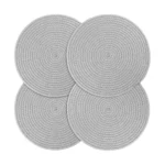 Generic Cotton Dining Table Round Placemat Mats Set of 4 (Grey)