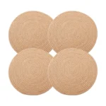 Generic Cotton Dining Table Round Placemat Mats Set of 4 (Beige)