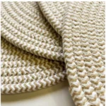 Generic Cotton Dining Table Round Placemat Mats Set of 4 (Beige White) - Image 2