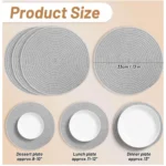 Generic Cotton Dining Table Round Placemat Mats Set of 4 (Grey) - Image 3