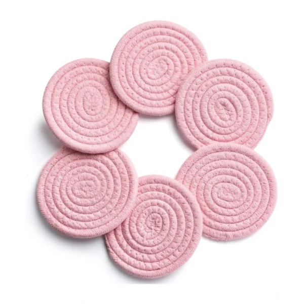 Pink Cotton Coasters Set