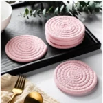 Pink Cotton Coasters Set - Angle 2