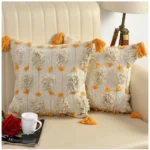 Generic Cotton Handcrafted Pit Loom Cushion Cover 16x16 Inch Pack of 2 (Yellow)