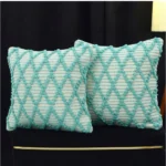 Generic Cotton Handcrafted Pit Loom Cushion Cover 16x16 Inch Pack of 2 (Sea Green)