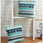Generic Cotton Handcrafted Pit Loom Cushion Cover 16x16 Inch Pack of 2 (Green) - Image 4