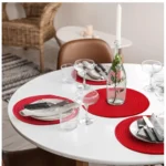 Generic Cotton Dining Table Round Placemat Mats Set of 4 (Red) - Image 4