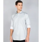 Generic Men's Casual Viscose Rayon Striped Full Sleeve Collar Shirt (Grey) - Image 3
