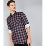 Generic Men's Casual Viscose Rayon Striped Full Sleeve Collar Shirt (Dark Blue) - Image 3