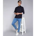 Generic Men's Casual Viscose Rayon Striped Full Sleeve Collar Shirt (Blue) - Image 4